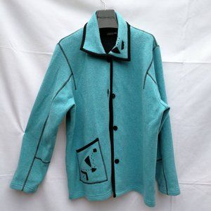 BETS BY CANVASBACKS Wool Sweater Coat Women Size: L/Blue